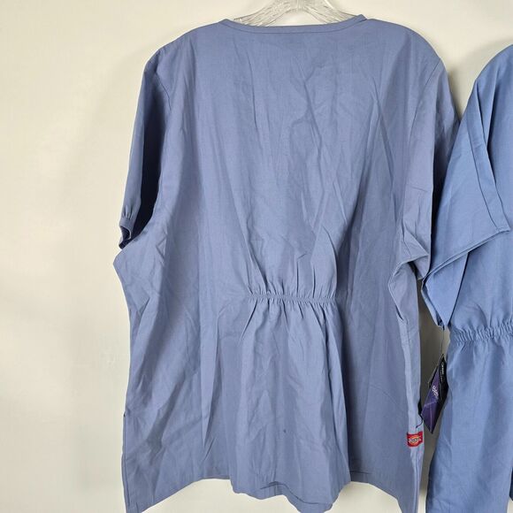 Dickies Mock Scrubs Women's Plus 2X Blue Tops Bundle Deal 1 NWT & 1 EUC Pockets - Picture 3 of 11